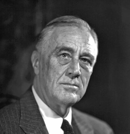 A portrait of Franklin D Roosevelt
